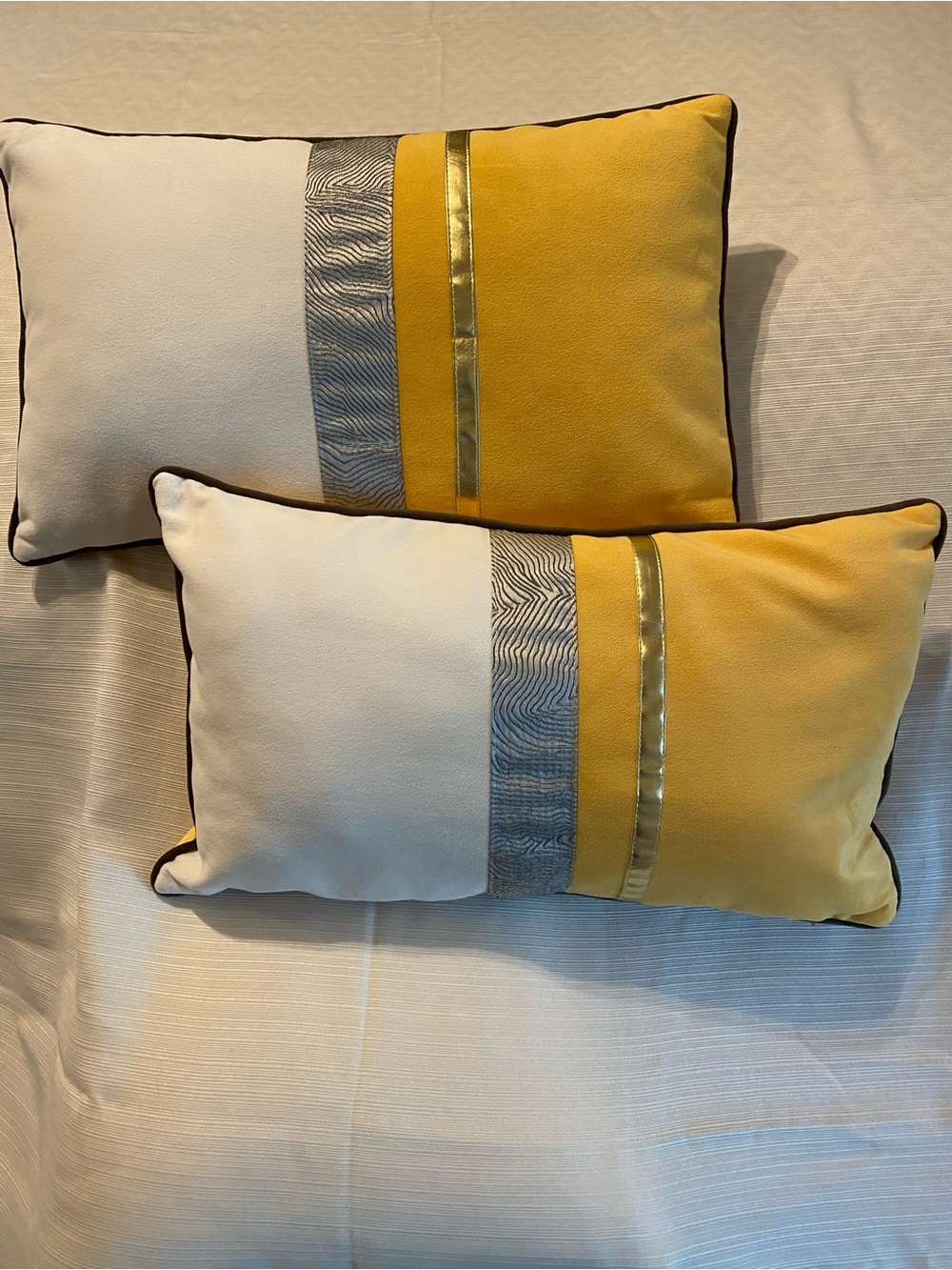 Luxury Yellow and Cream Decorative Throw Pillow Set - 2 Pack